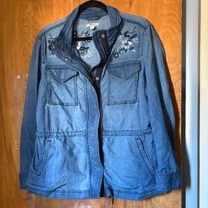 Style & Co. Embroidered Utility Denim Jacket
